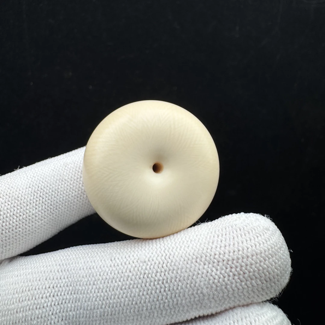 E5472天然猛犸牙 乳牙满纹平安扣32*18mm 支持鉴定 假一罚十