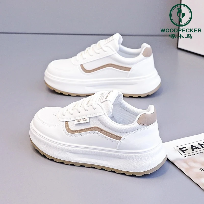 啄木鸟2025春季新款百搭小白鞋厚底女鞋韩版板鞋时尚运动休闲鞋女