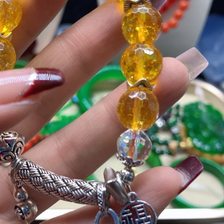 黄晶颈饰银S925镶嵌吊坠