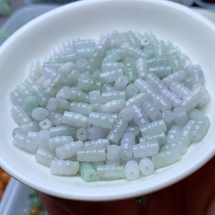 【闪购商品】未镶嵌手链翡翠卡5乘8.8冰绿白竹节50颗