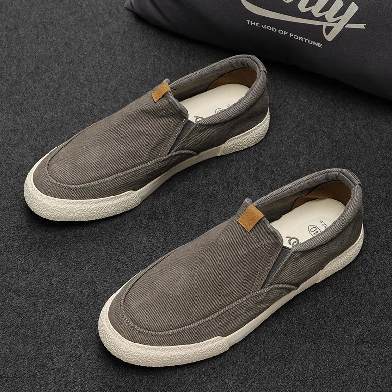 夏季帆布鞋男2025低帮懒人布鞋低帮透气一脚蹬休闲鞋春季平跟男鞋