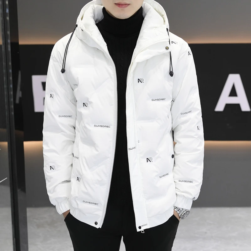 轻薄羽绒服男青年短款2025年冬季新款加厚白鸭绒连帽男士保暖外套