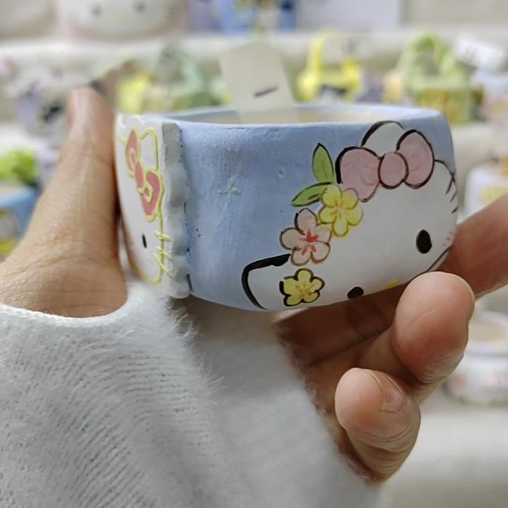 大口径KT花花盆多肉手绘