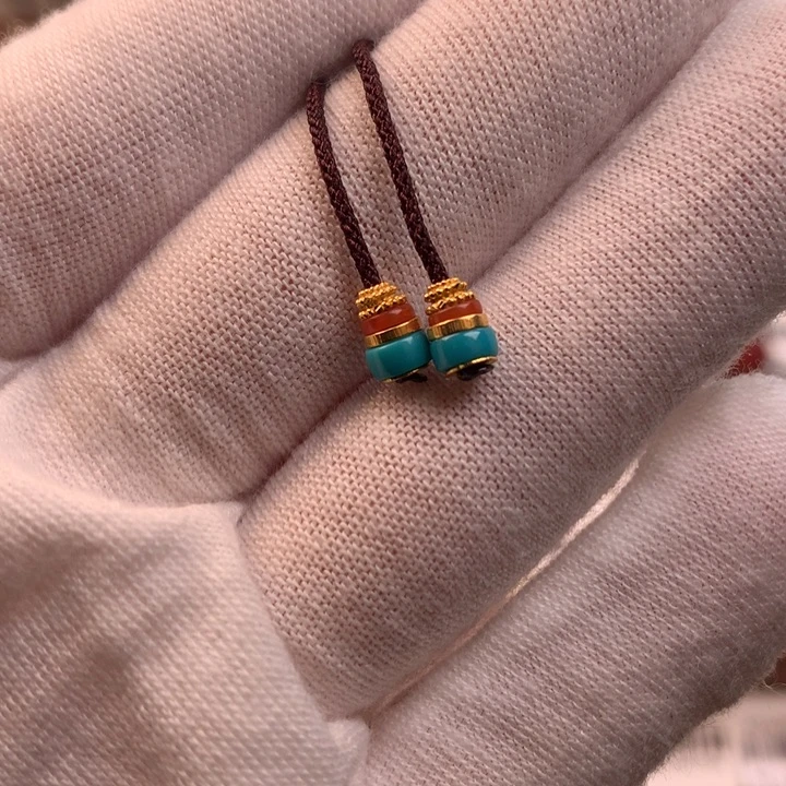 18K金镶嵌绿松石配饰j4.5