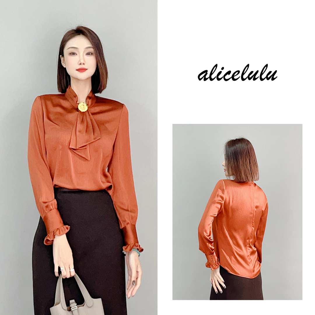 2 ALICE 职场千金衬衫 飘带设计 光泽缎面 S2140810E