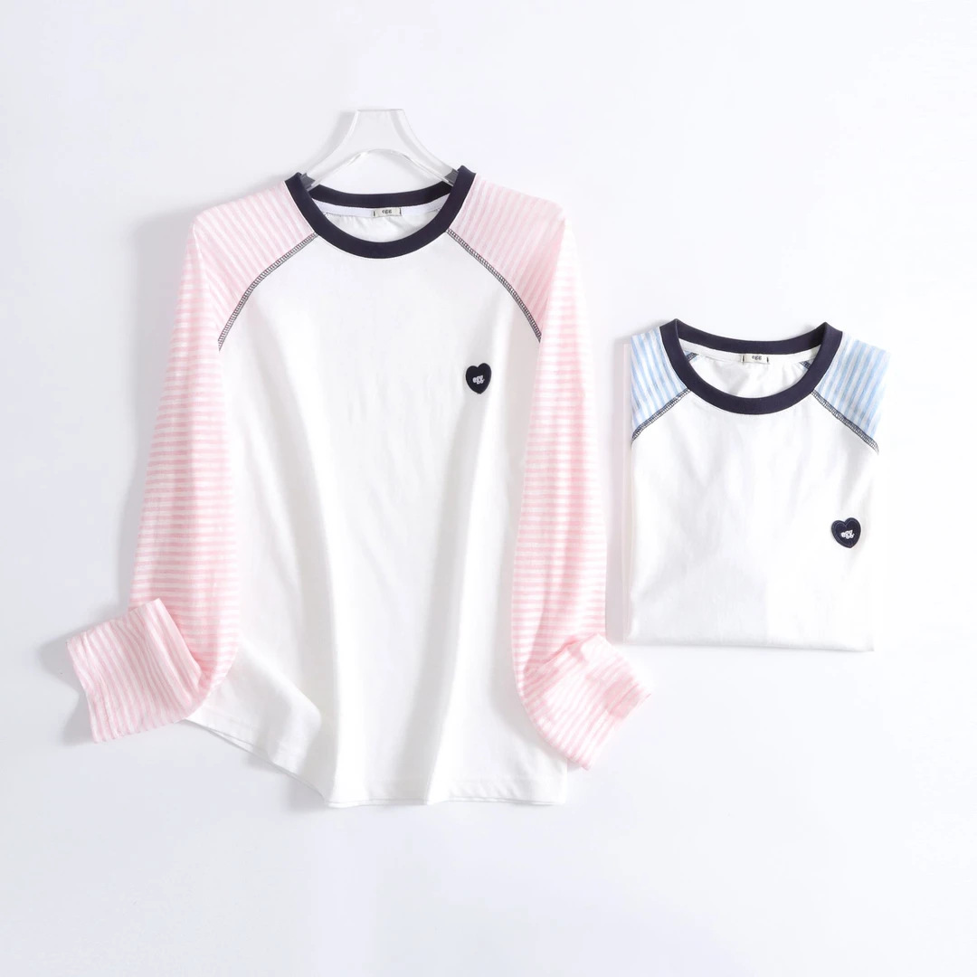 【鸡蛋&防晒圆领】韩国~慵懒风撞色休闲T恤条纹