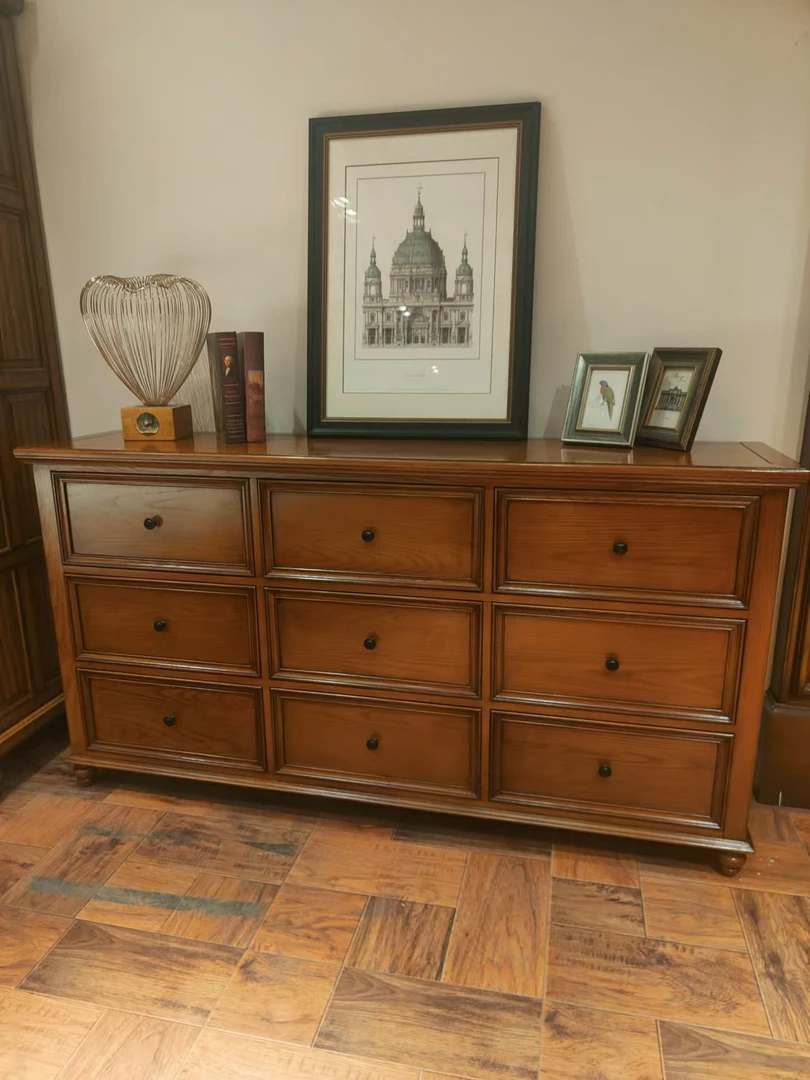 龙耀九斗柜雕花美式柜子储藏斗柜新中式木柜边柜建筑58欧式