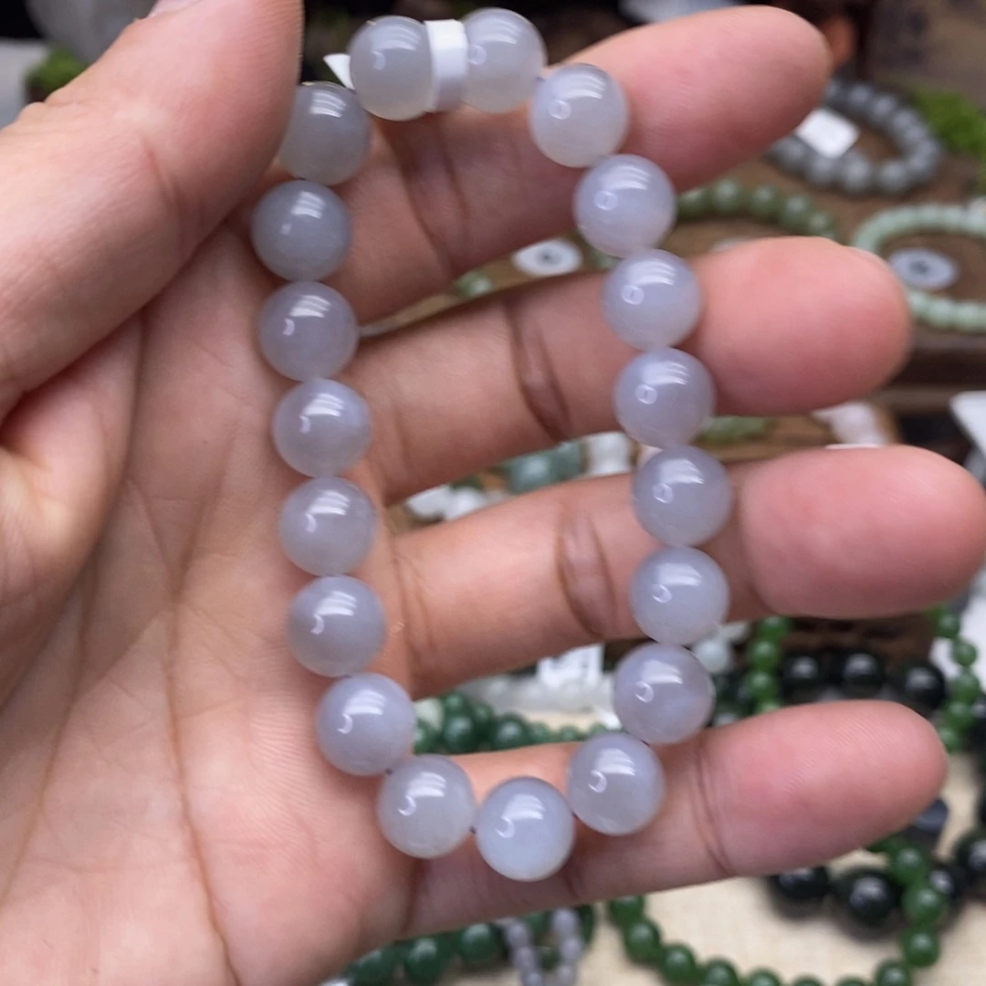 和田玉未镶嵌手链卡10冰烟紫