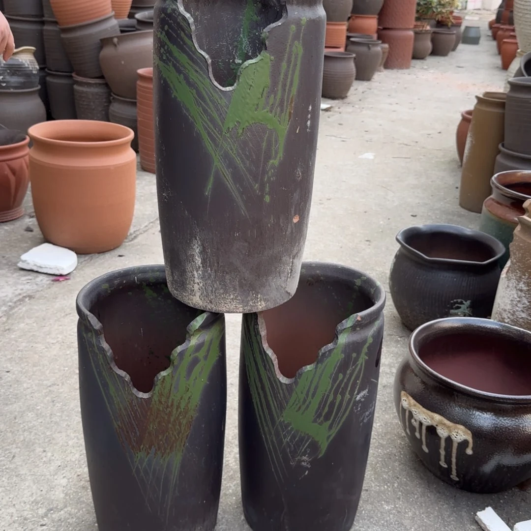 紫砂花盆口20高43宜兴紫砂瑕疵