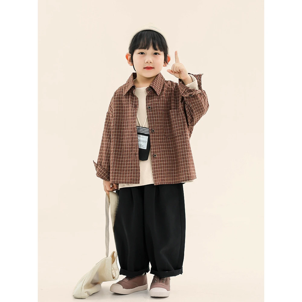 Yoko.style衬衣儿童春装韩版格子衬衫中小童复古春秋长袖上衣