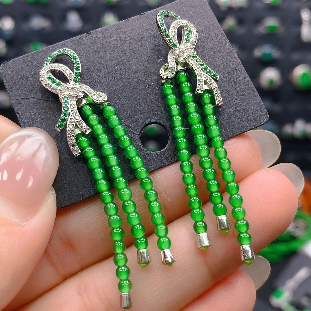 翡翠未镶嵌吊坠(不含链)耳钉