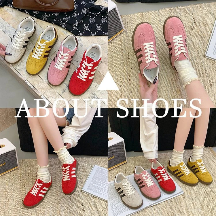 草莓熊平底鞋白色德训鞋女春新款舒适休闲百搭内增高复古阿甘鞋