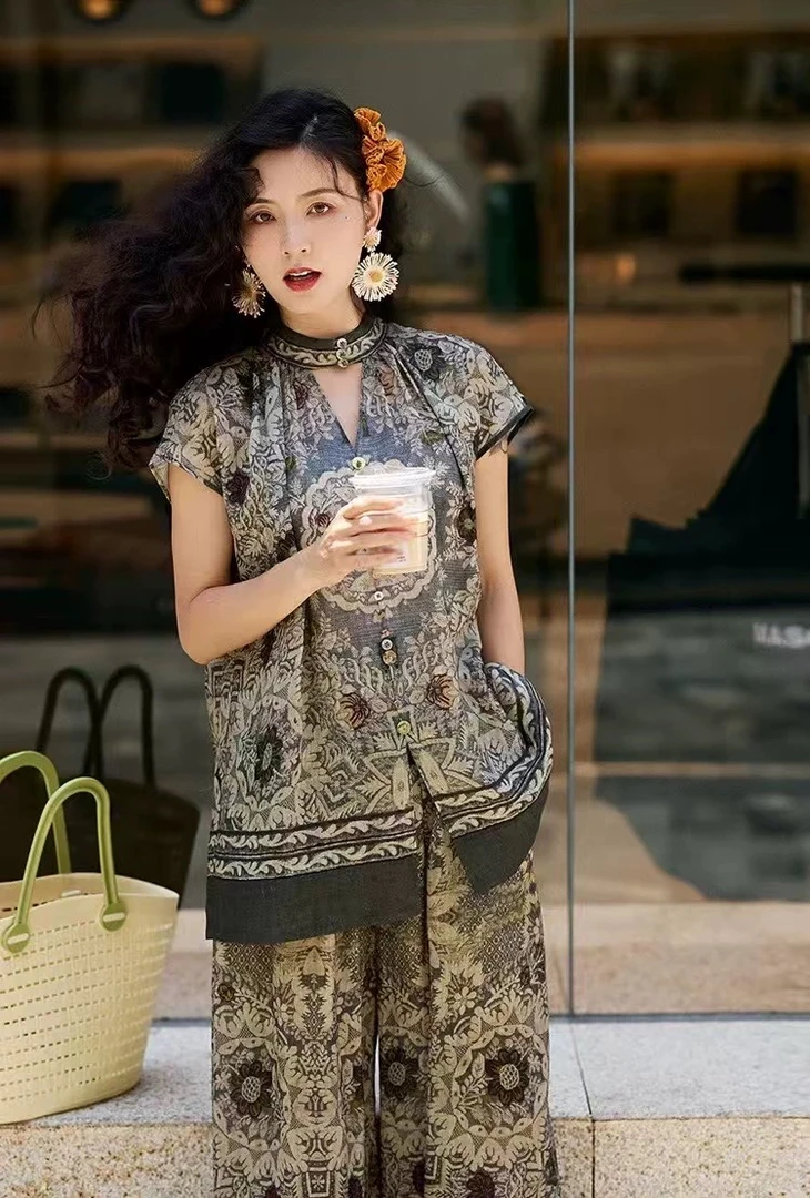 【25393】衬衫春装女2025年新款设计感洋气减龄上衣苎麻衬衣女