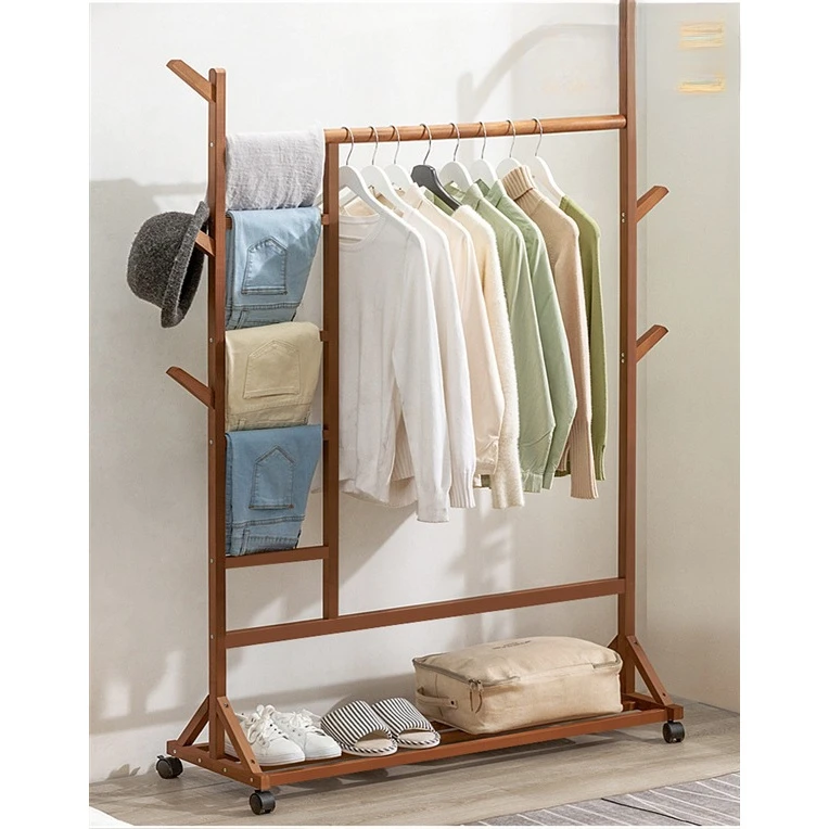 长腿飞象实木衣帽架落地衣架卧室衣服架子家用简易单杆式房间挂衣