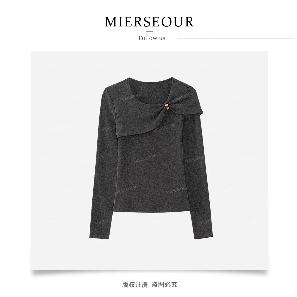 【做漂亮的自己】温柔风蝴蝶领修身长袖内搭上衣13628