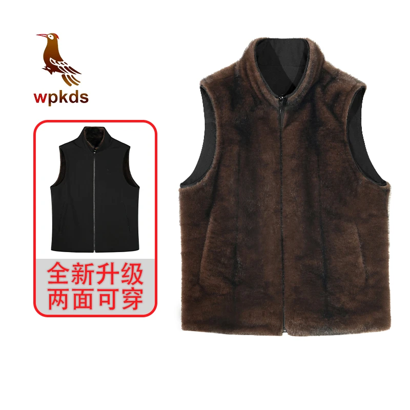 秋冬款男士马甲立领两面穿加厚保暖背心中老年短款休闲外套梓樊4