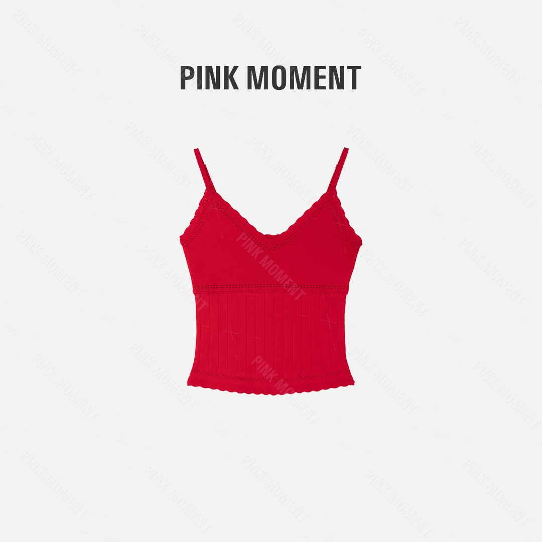 PM王囡囡 红色花边吊带背心（无胸垫） ND1A0473