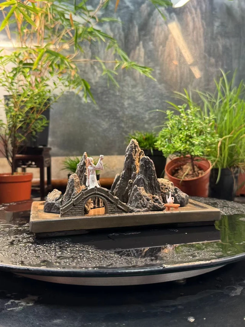 0007成品青龙石山峰造景悬浮假山鱼缸造景石网红饰品绿植盆栽摆件