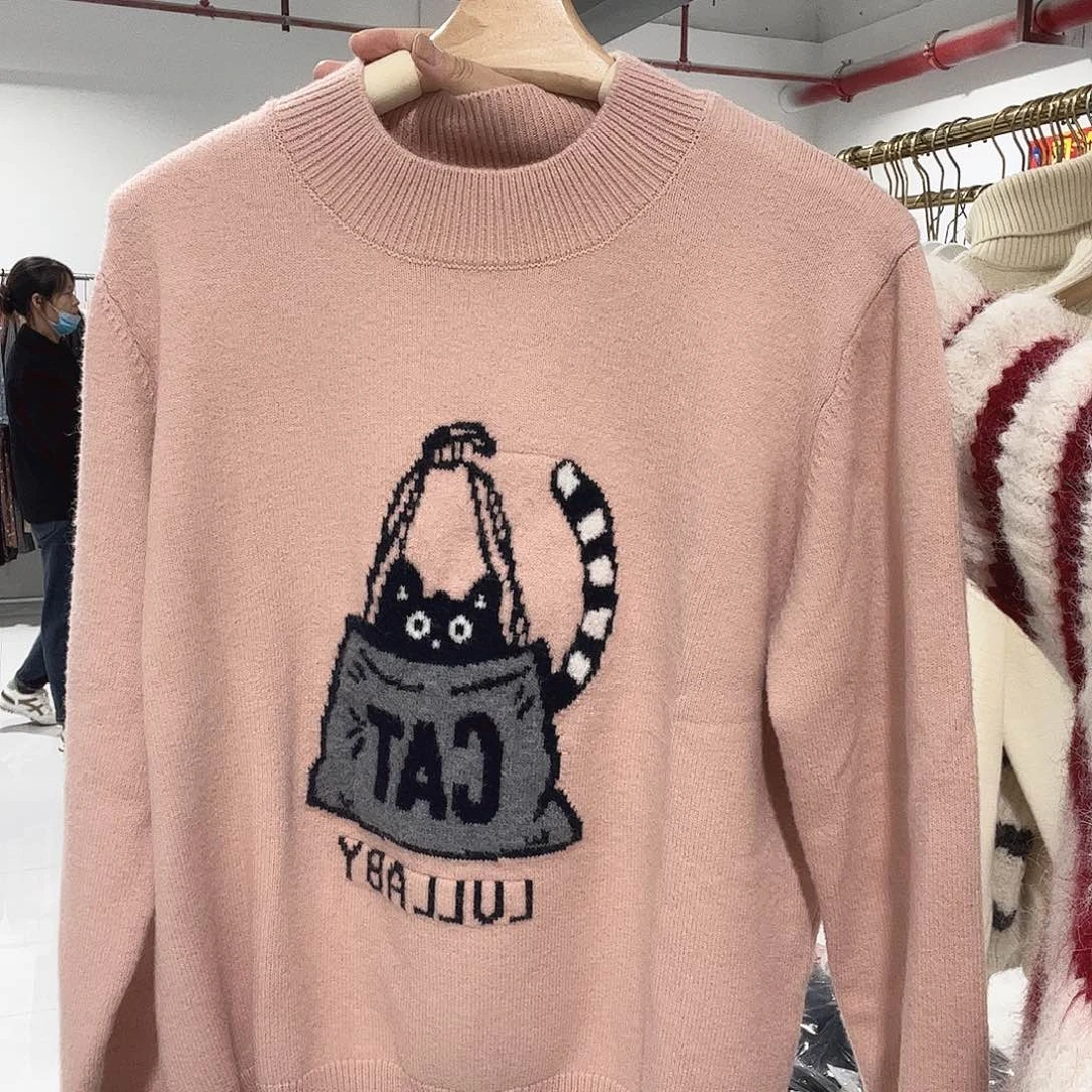 粉色怕大型女毛衣
