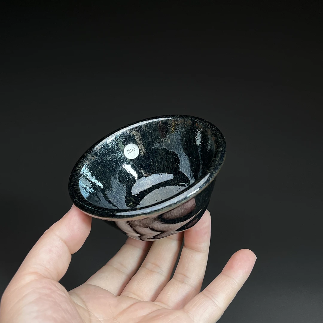 吴兴乾柴烧建盏主人杯手作陶瓷杯高端复古茶盏银滴毫折沿碗73419