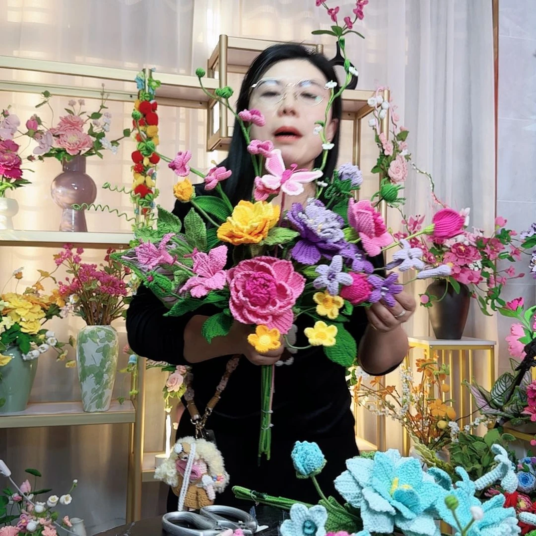 纯手工钩织手工钩织设计花束