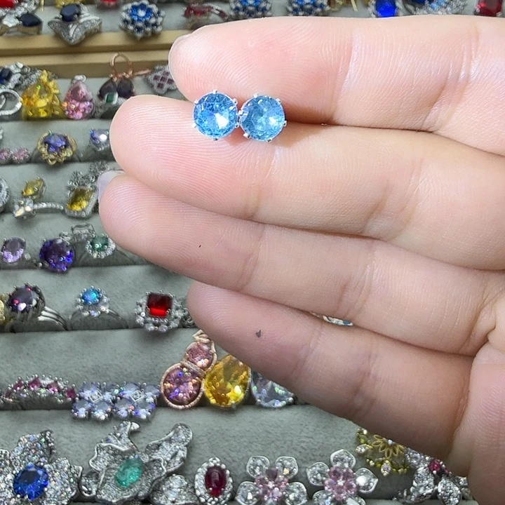 戒指银S925镶嵌烟晶