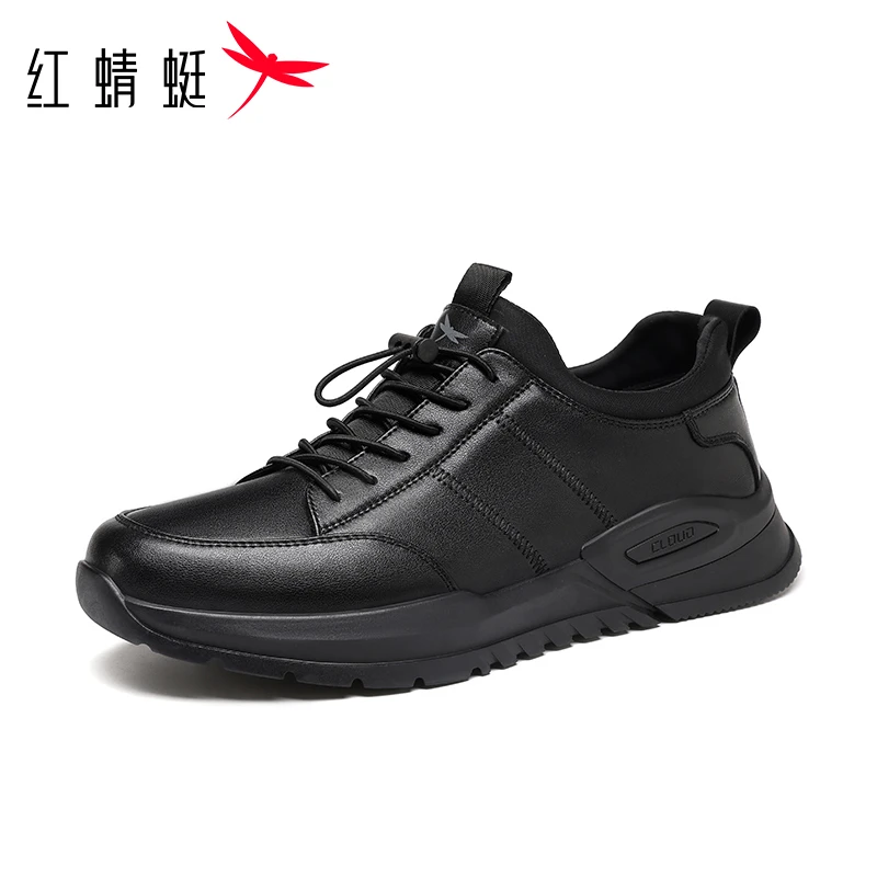 红蜻蜓男休闲运动皮鞋系带增高休闲软底商务皮鞋秋季一脚蹬运动鞋