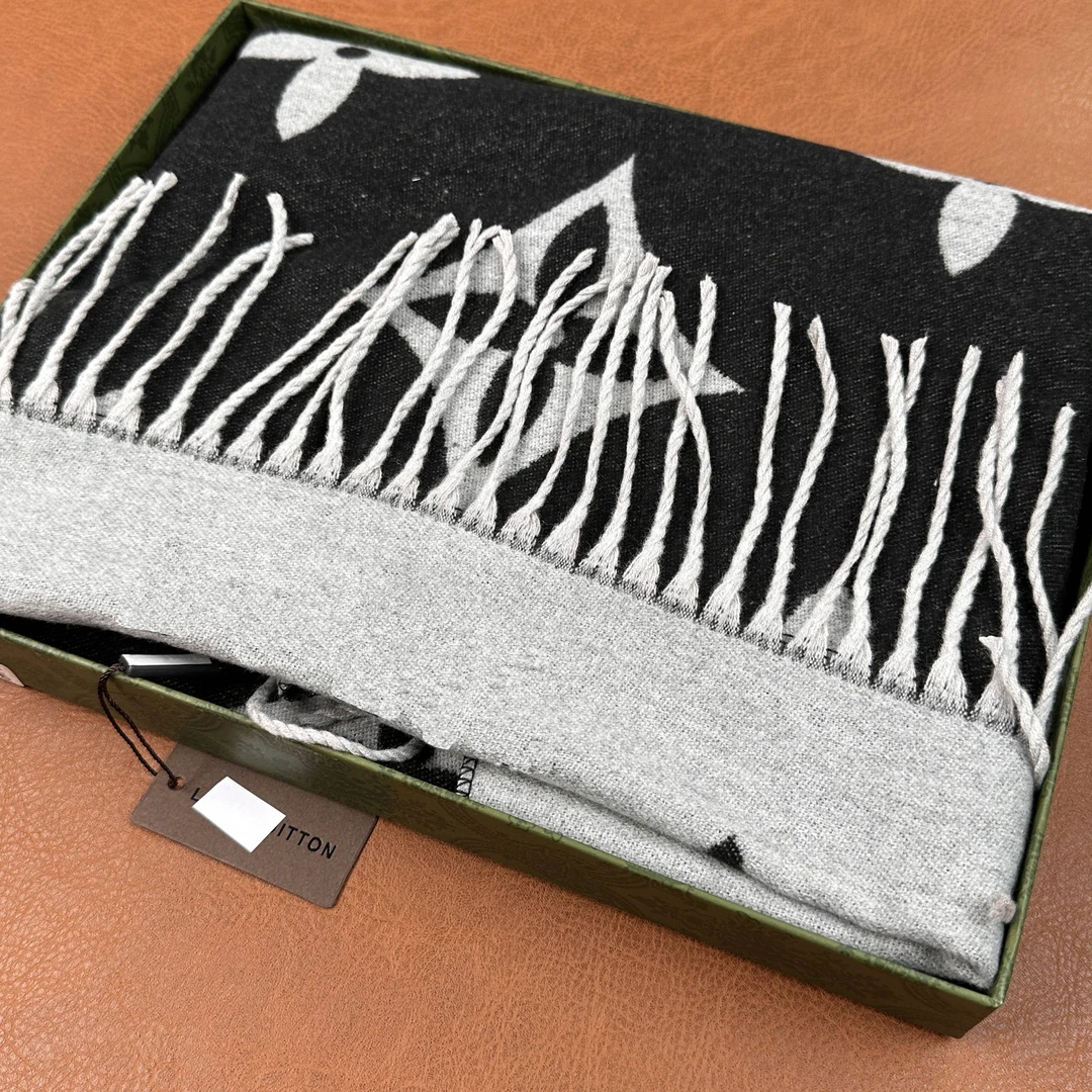 0933 新款50真丝20羊毛175*63披肩百搭厚外搭高奢时尚长款围巾#0