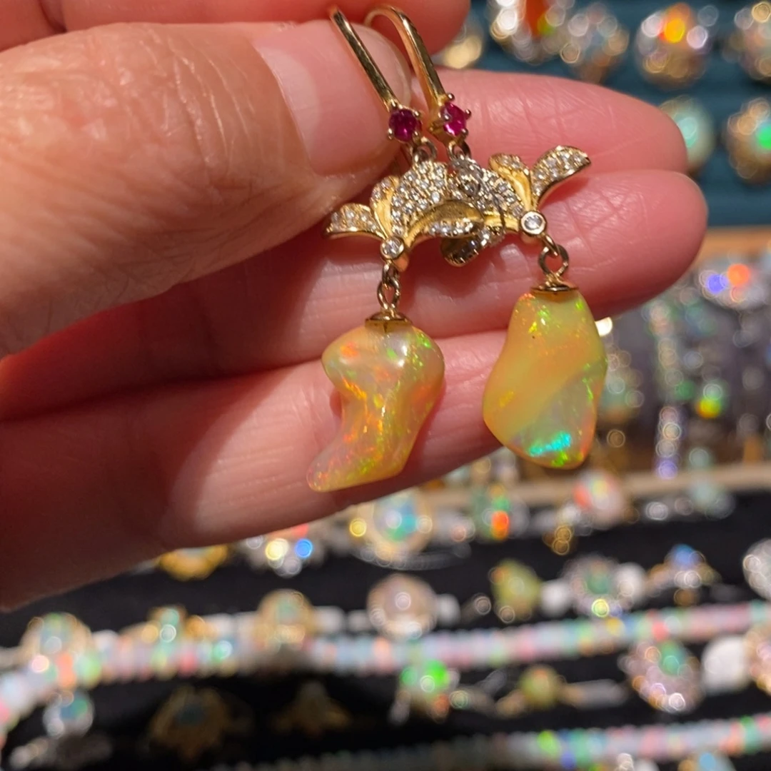 欧泊银S925镶嵌耳饰