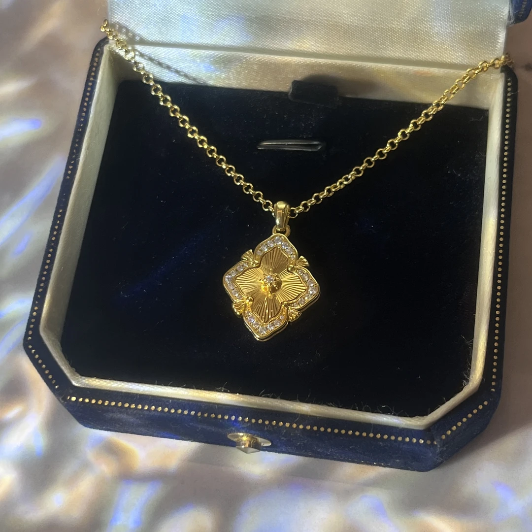 铜合金项链 B1084  法式气质菱形项链