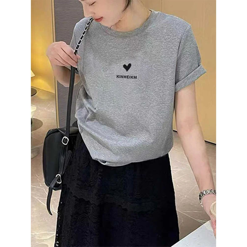 2025夏季新款小众设计感正肩T恤女韩版个性百搭休闲短袖体恤上衣