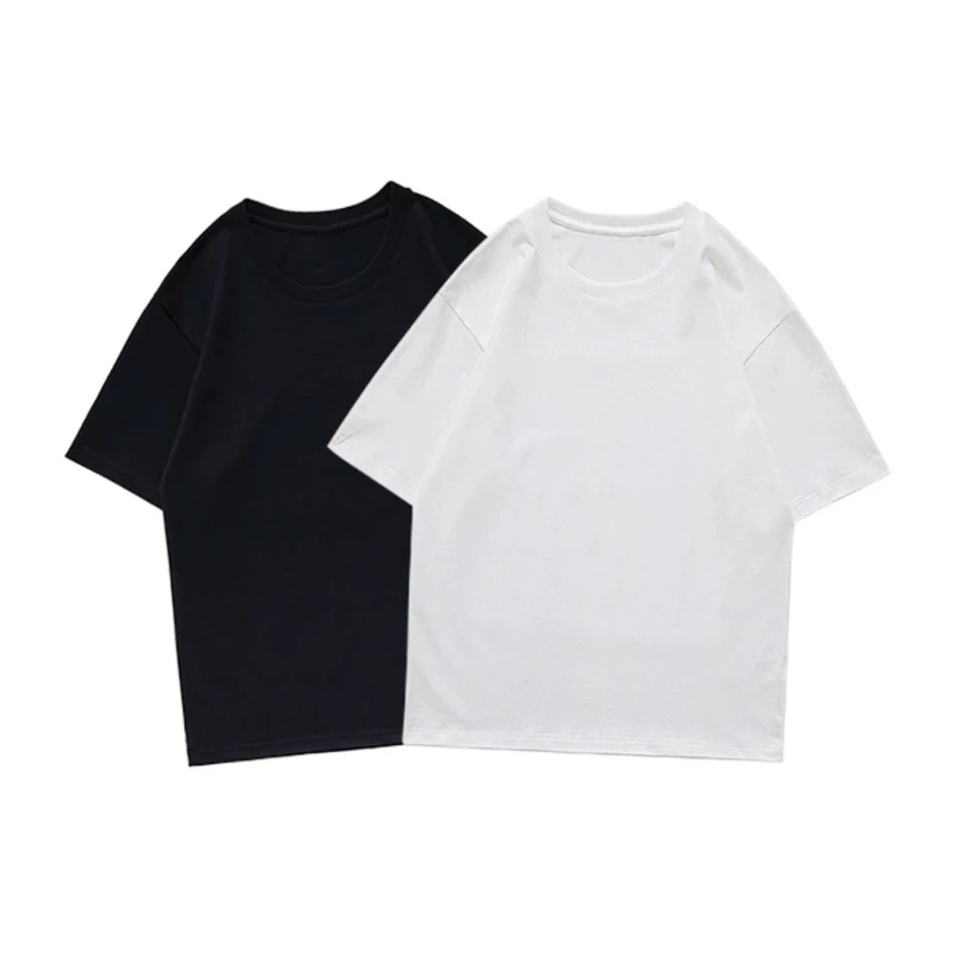 圆领纯色夏季短袖白色潮流t恤简约原宿风T恤上衣半袖短袖百搭男士