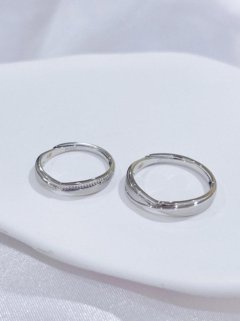 尚晶品珠宝铂金真爱交织X纹对戒结婚情侣活口时尚百搭戒指PT950