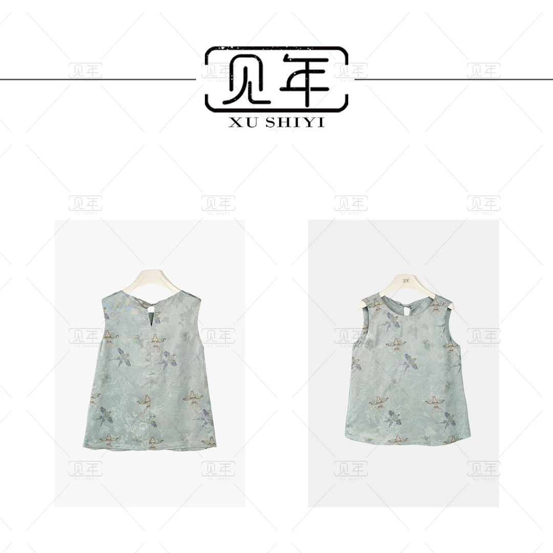 见年【鸢时】新中式国风系列无袖百搭衬衫上衣G3213