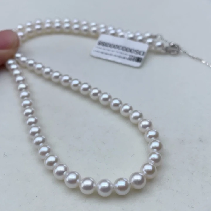 淡水珍珠银S925镶嵌颈饰卡5.5极光白炫彩毕业级