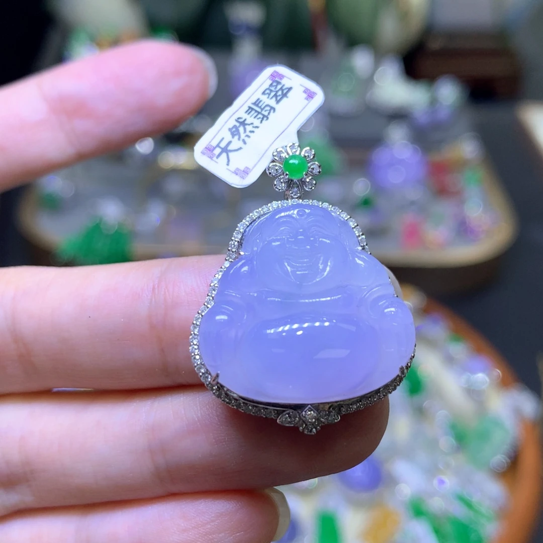 翡翠18K金镶嵌颈饰翡翠吊坠项链