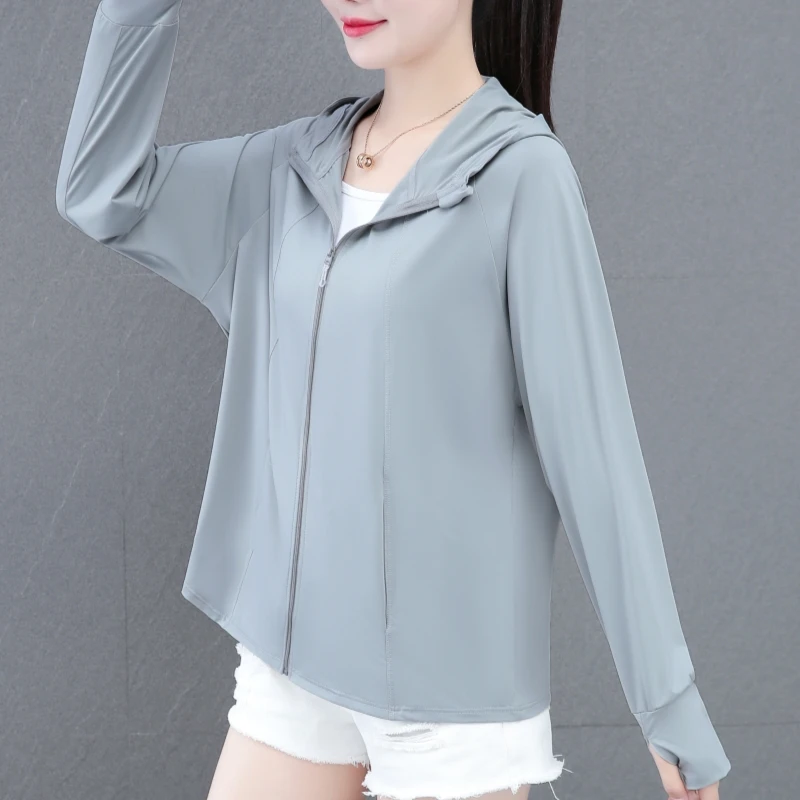 冰丝洋气防晒衣女2025夏季新款连帽防紫外线薄款防晒服短款外套