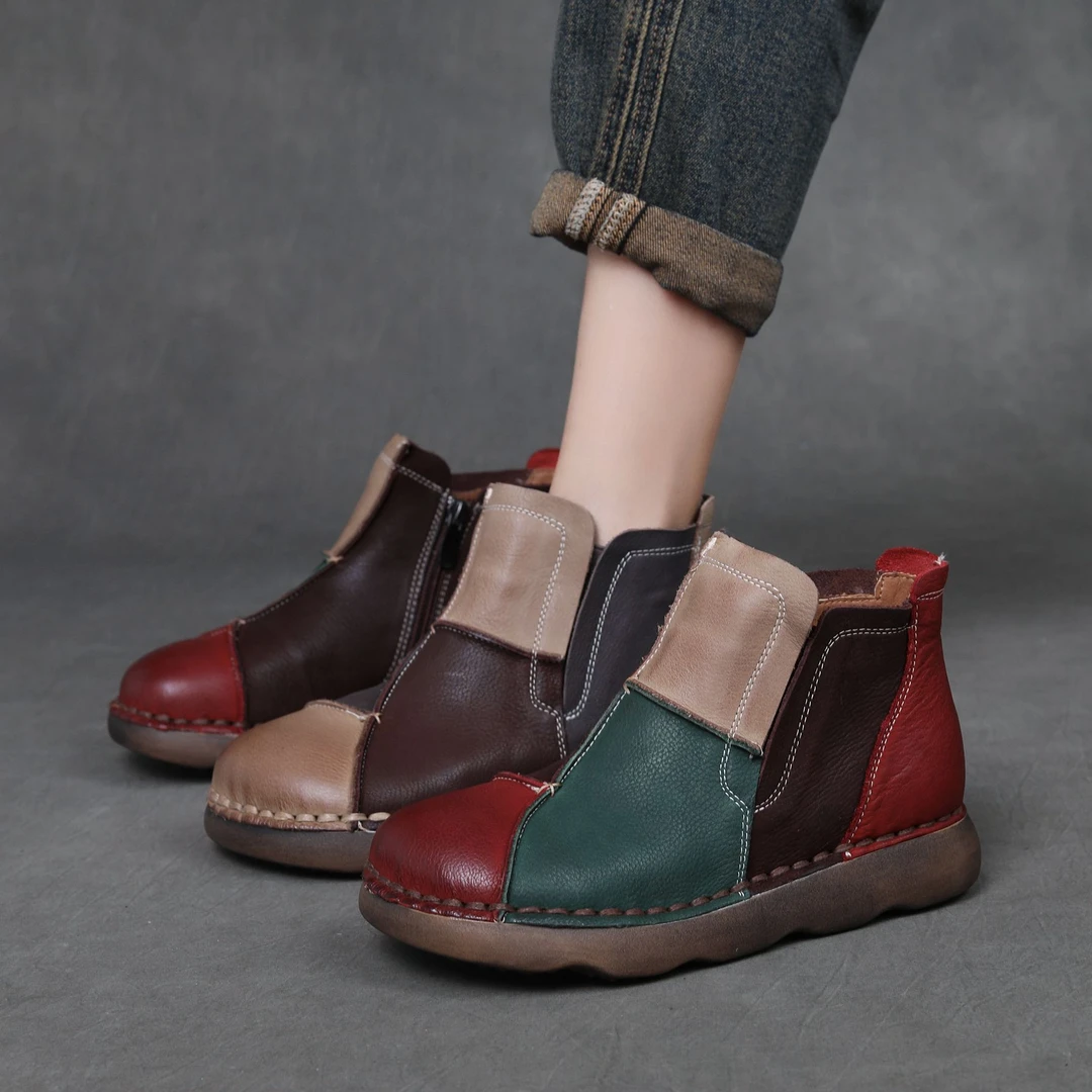 头层牛皮时尚短靴子女软底平底2025新款秋季真皮高帮鞋休闲马丁靴