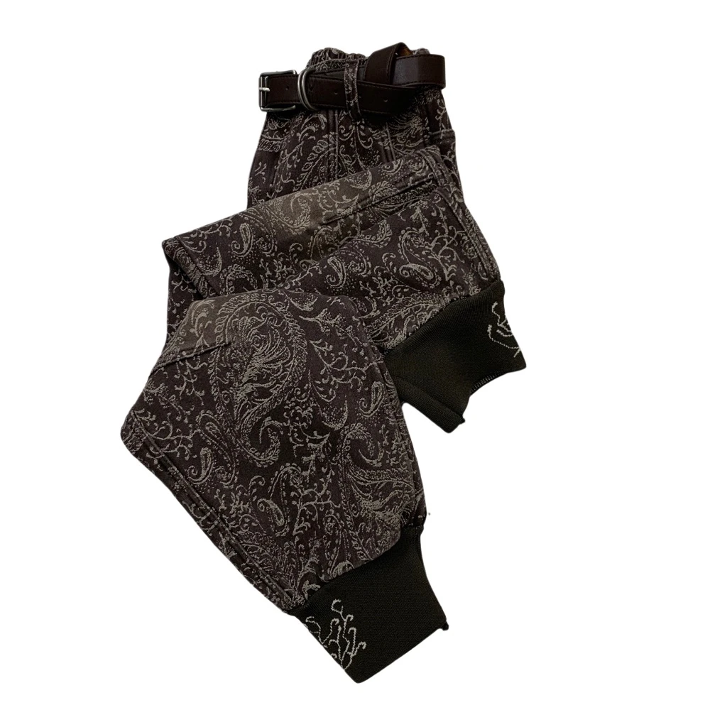 H8923秋冬新款加绒时尚复古提花牛仔哈伦马丁裤靴裤（不带腰带）