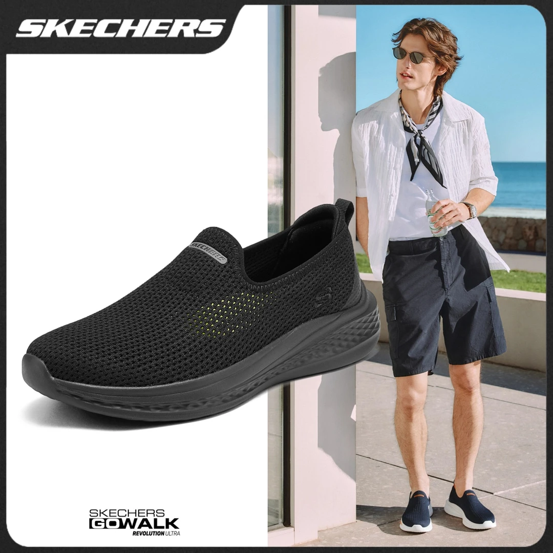 【蝉翼系列】斯凯奇男鞋新款时尚一脚蹬健步鞋软底运动休闲鞋211127