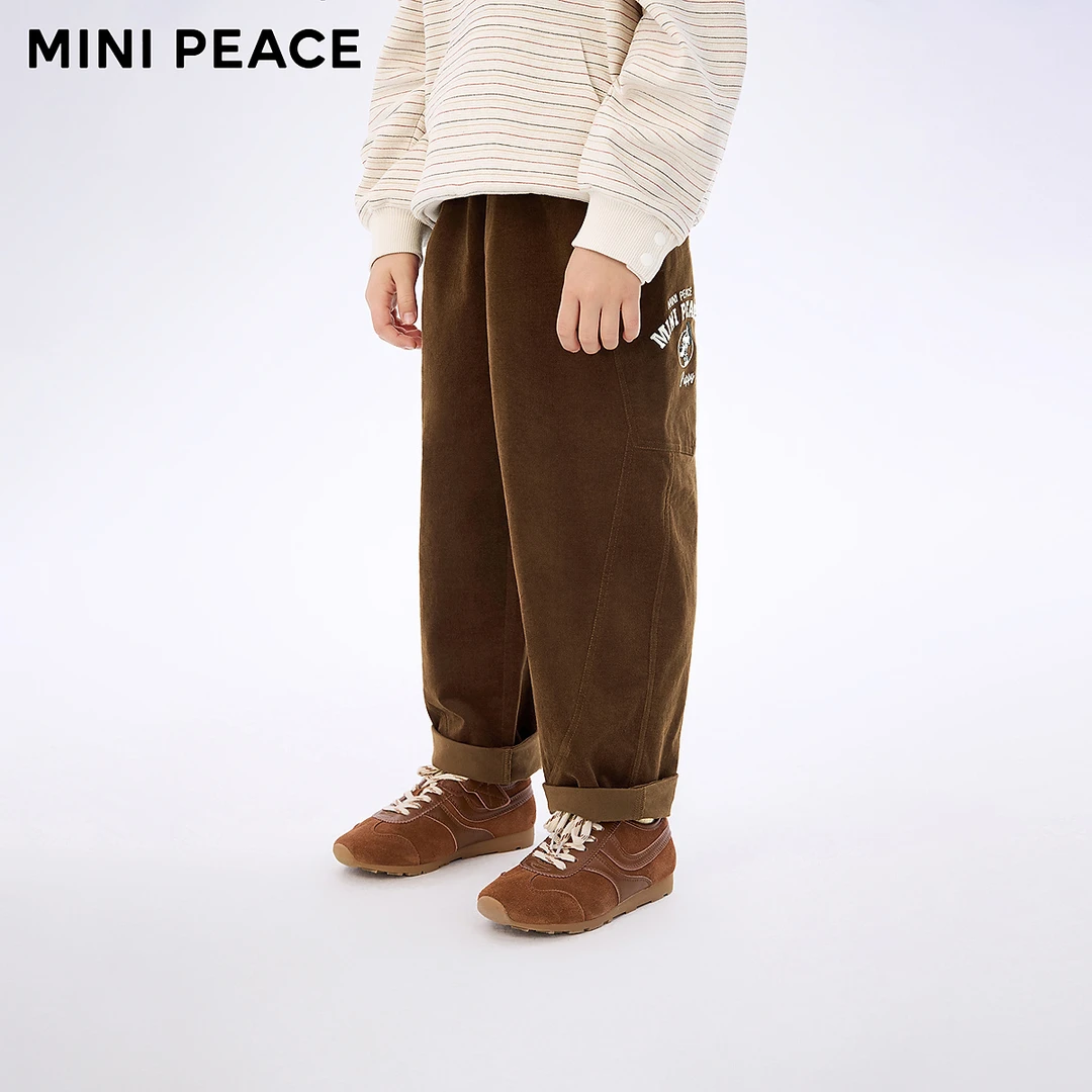 MINIPEACE太平鸟童装男童裤子秋季新款字母学院儿童休闲老爹裤