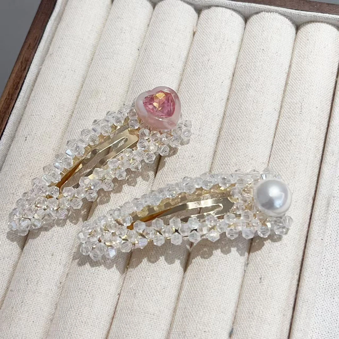 气质款水晶串珠BB侧边发夹J1778
