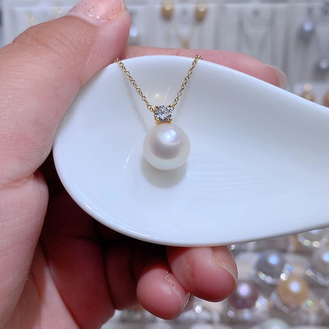 淡水珍珠银S925镶嵌吊坠(赠链)CC10.7m m