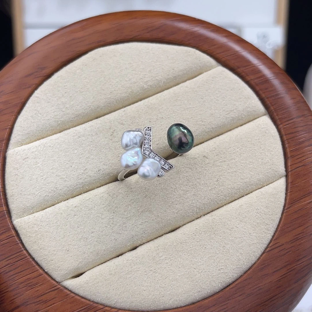 海水珍珠戒指银S925镶嵌