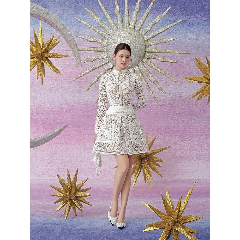 【DÉ MYSTÈRE】春秋新款蕾丝修身显瘦气质长袖女装连衣裙GSEN68110