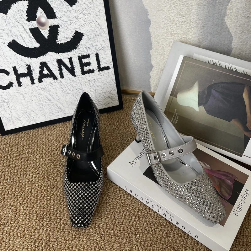 TROWSAGE/羊皮/5cm/小方头浅口单鞋高跟鞋粗跟百搭女鞋25D221