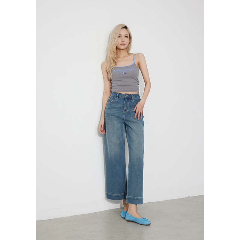 RUGOSAM直筒裤系列 新品丨高腰九分宽松通勤牛仔裤RB0671