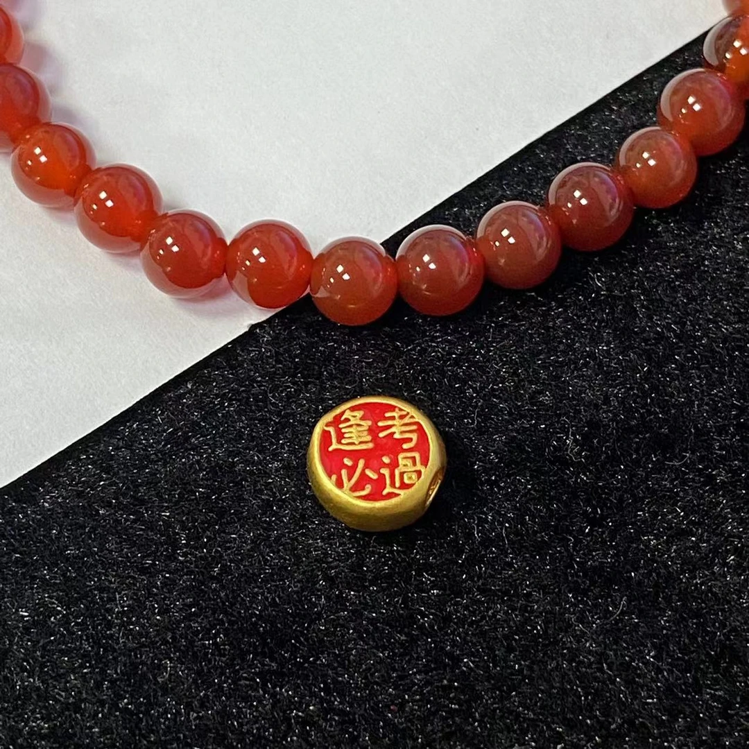 足金999逢考必过红玛 瑙手串@@A295