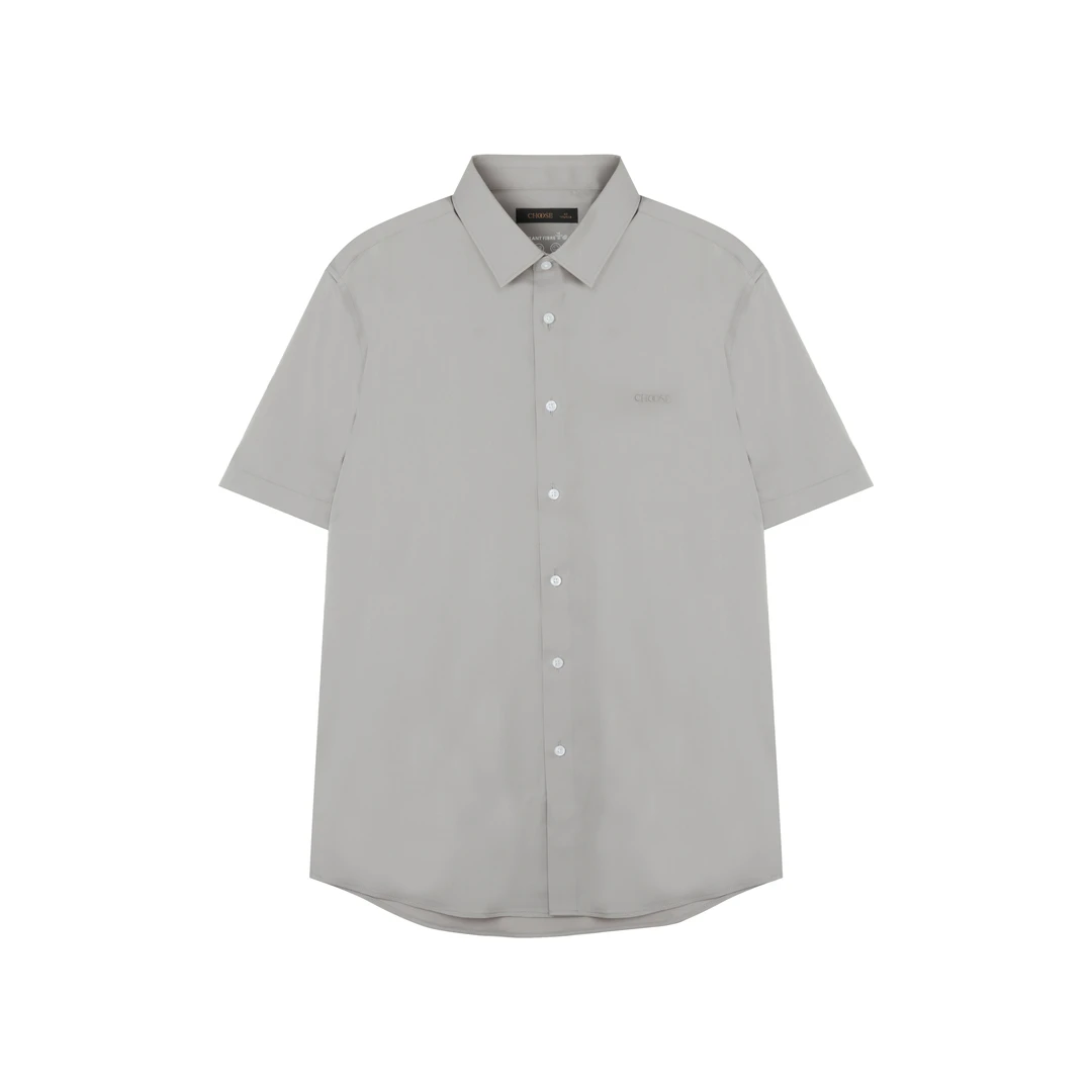 CHOOSE/乔士夏季莫代尔抗菌短袖衬衫 商务休闲正装男士纯色短袖