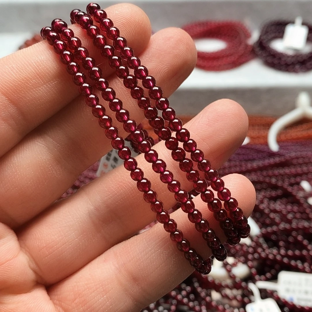 石榴石手链未镶嵌3.5mm天花板净体四圈